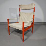 Safari lounge chair, model 30, designed by Erik Worts and manufactured by Niels Eilersen, Denmark 1960.