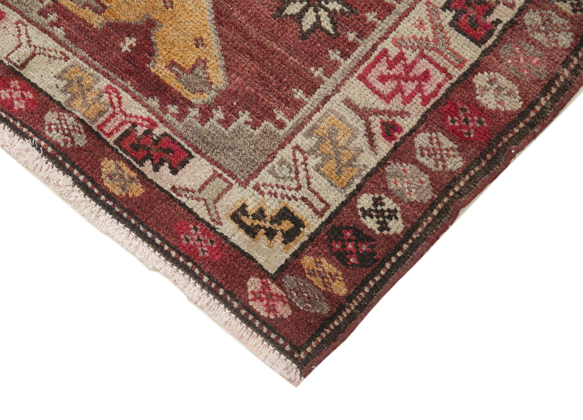 Hand-knotted antique turkish red runner rug 85 cm x 337 cm