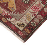 Hand-knotted antique turkish red runner rug 85 cm x 337 cm