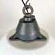 White Enamel and Cast Iron Industrial Pendant Light with Glass Cover, 1960s