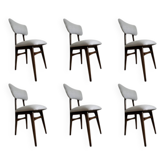 Ensemble de 6 chaises de salle à manger grises du milieu du siècle, Europe, 1960