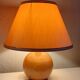 Lampe de chevet pied boule bois blond, abat jour ecru