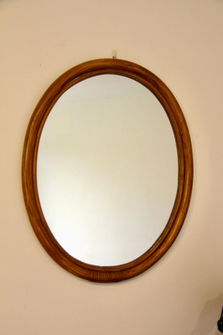 Oval bamboo mirror
