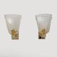 2 appliques en laiton et verre de Murano Pulegoso attribuées à Barovier & Toso