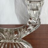 Mid-century pressed glass double candle holder