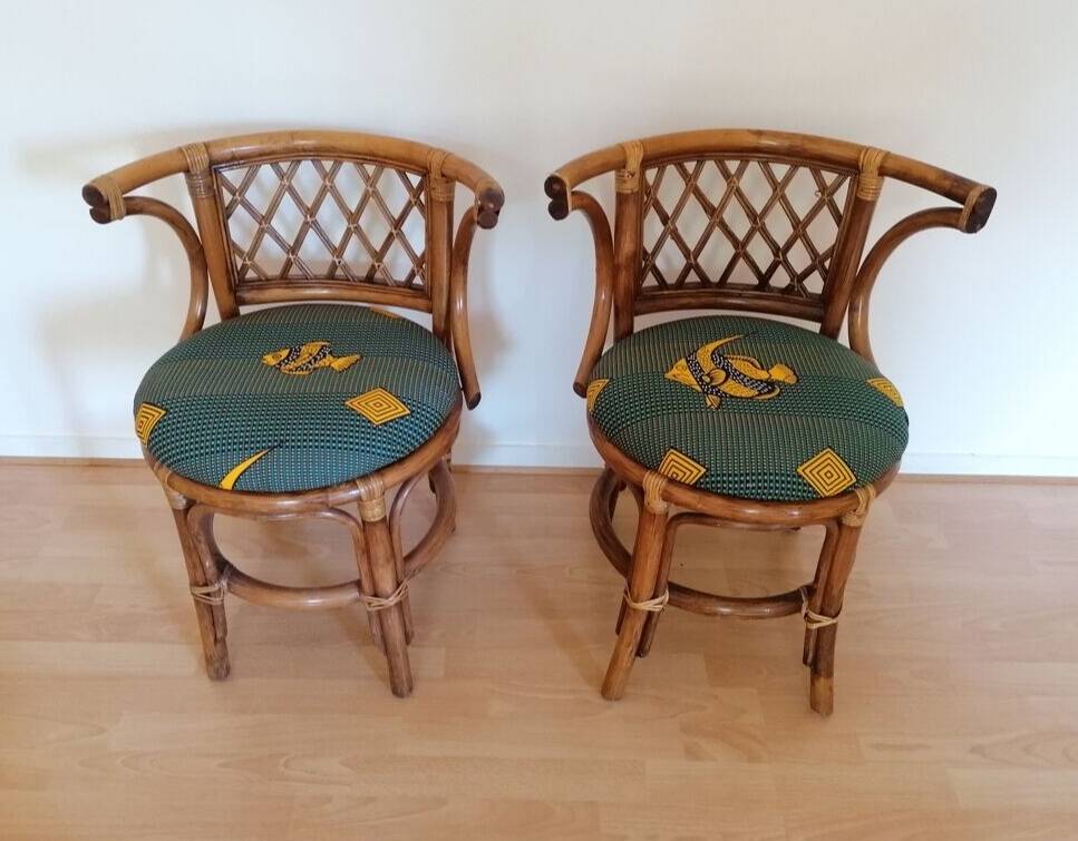 Salon de jardin en rotin console et deux fauteuils