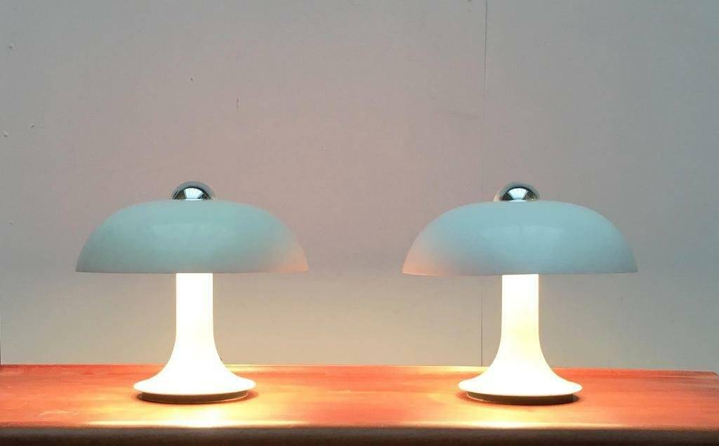 Mid-century German mushroom table lamp from the Space Age, by Kontakt-Werkstätten / Staff, 1960s, set of 2.