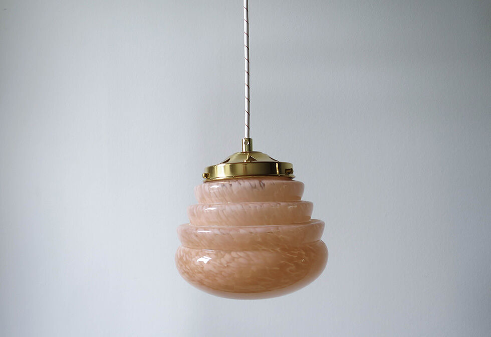Brass opaline hanging lamp