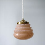 Brass opaline hanging lamp