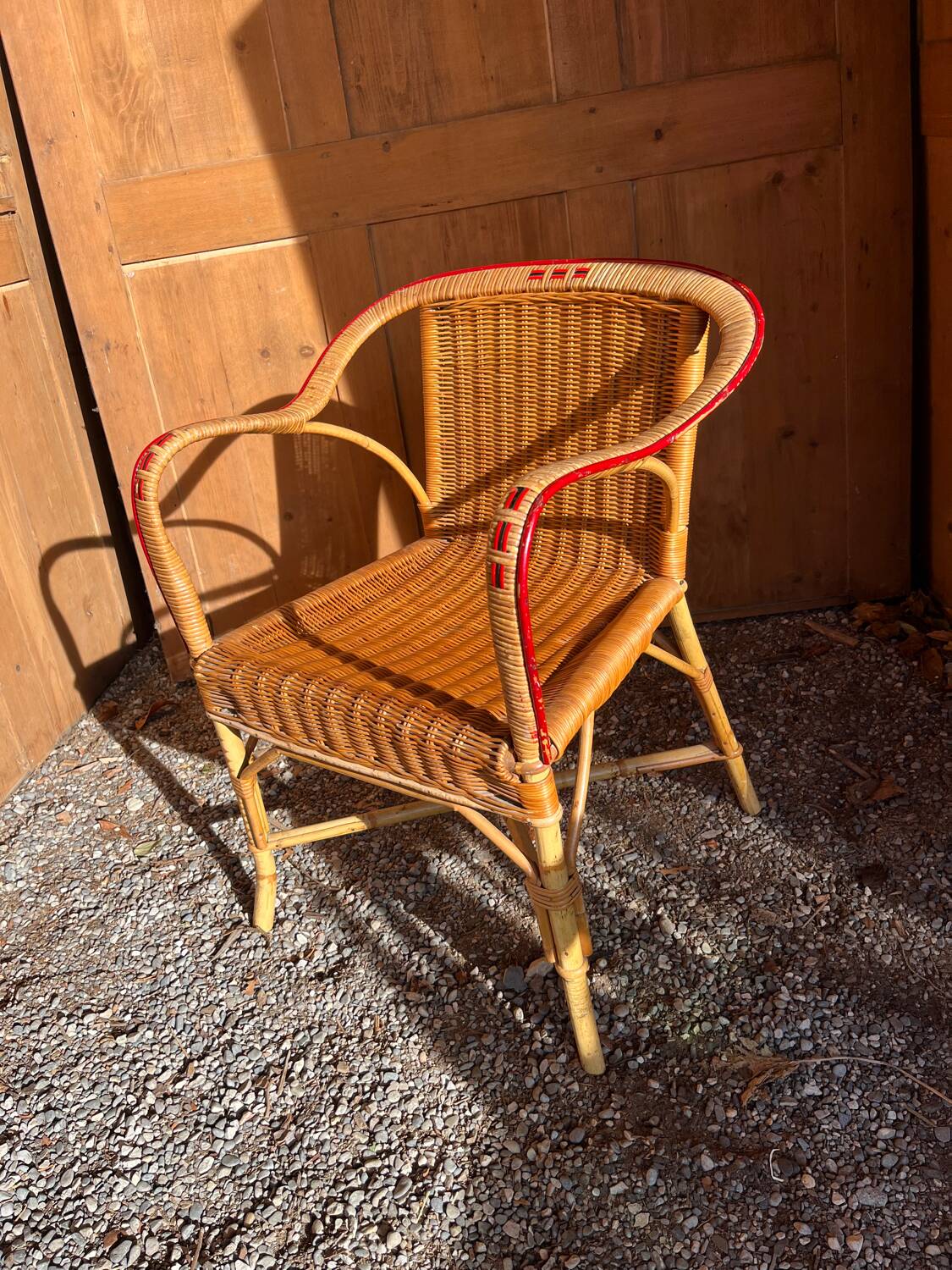 Vintage rattan and wicker armchair 1950/60