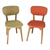 Paire de chaises vintage en skaï & bois
