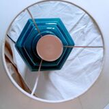 2 blue crackle ceramic desk lamp bases, 1950s