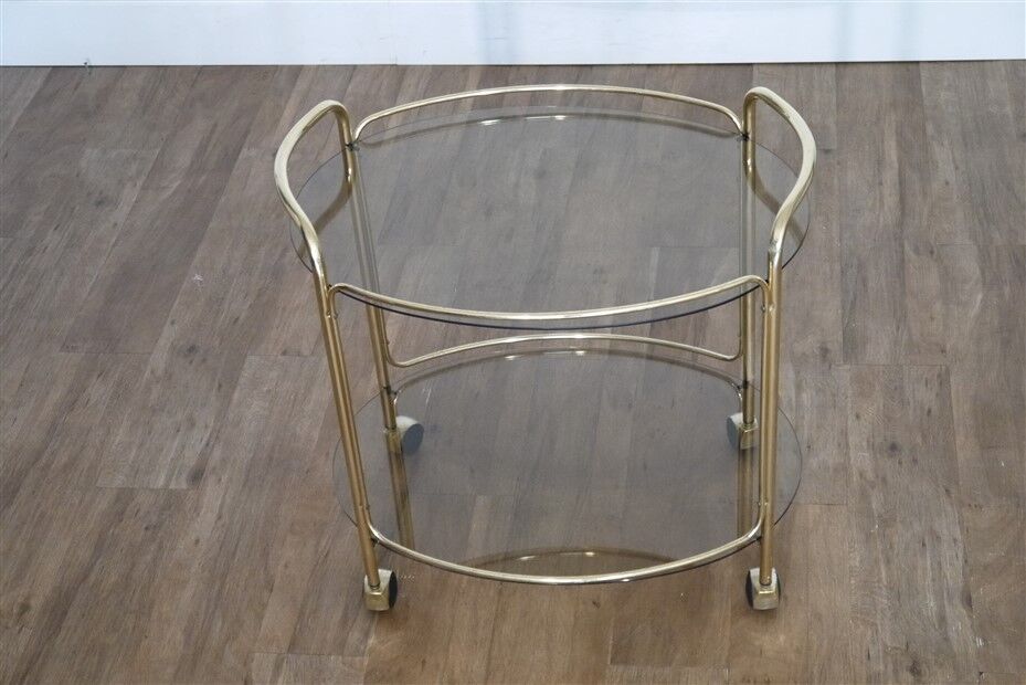 Brass and glass rolling trolley 1970