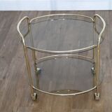 Brass and glass rolling trolley 1970