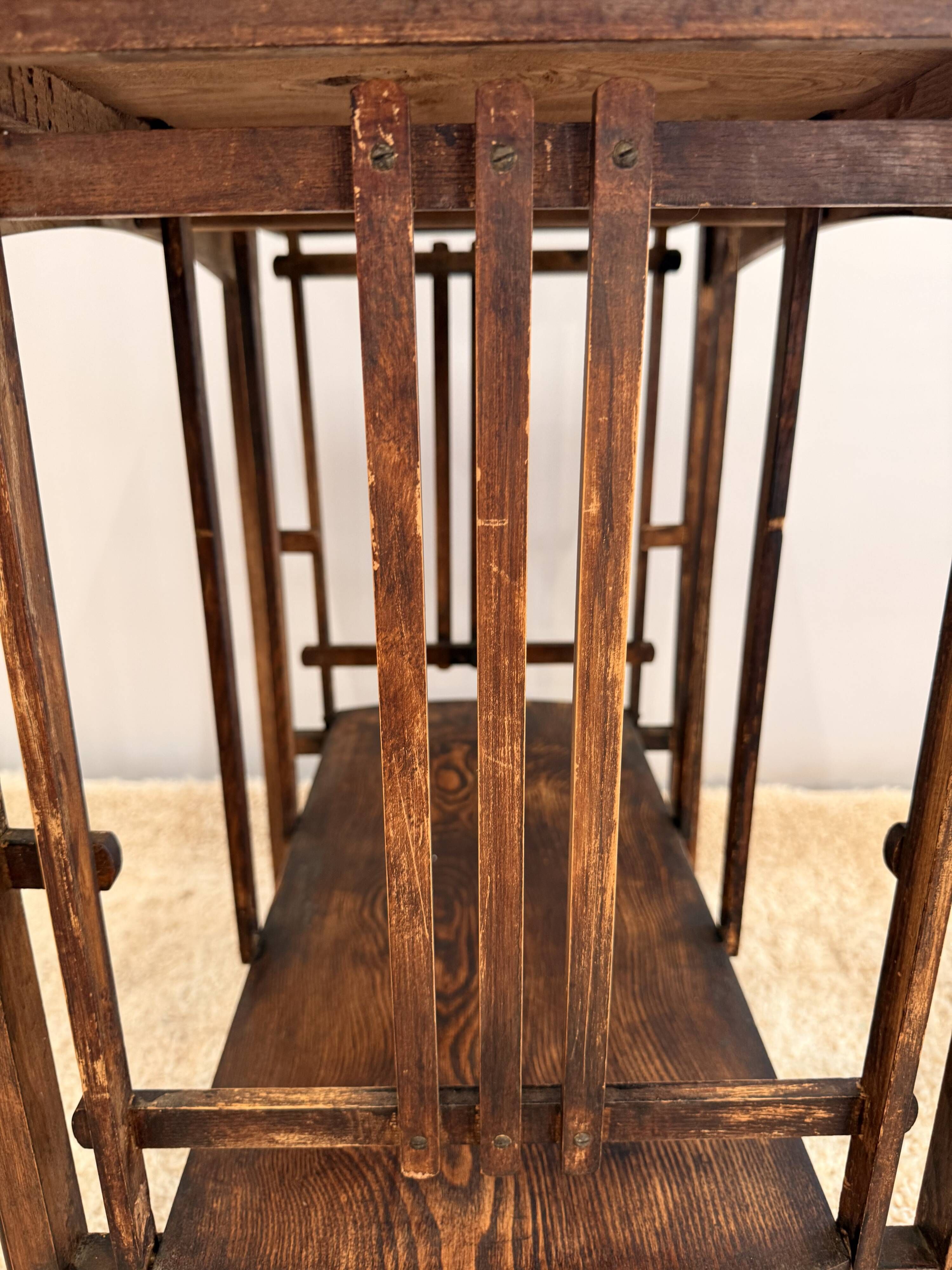 Antique English wooden tea table – Folding trays