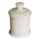 Boîte / bonbonnière vintage en marbre blanc crème avec couvercle