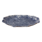 Handmade Ceramic Tray, Vintage Studio Pottery, Floral Blue White Pattern