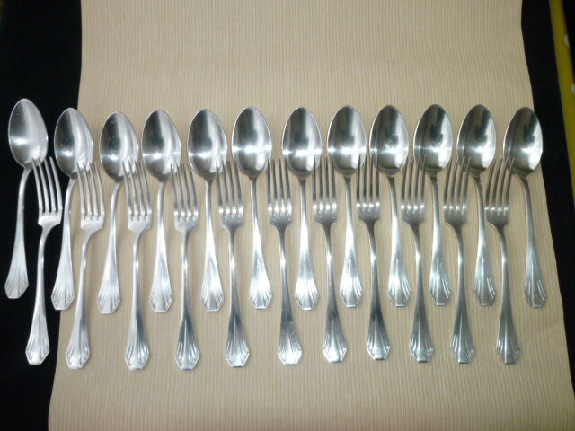 Tableware, housewife 24 pieces in silver metal 84 G Art Deco style