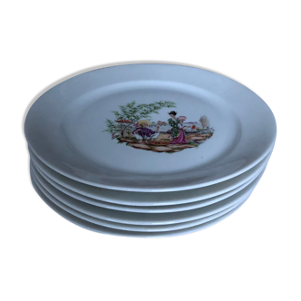 6 flat plates in fine porcelain
