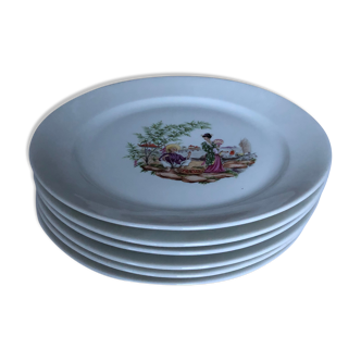 6 assiettes plates en porcelaine fine