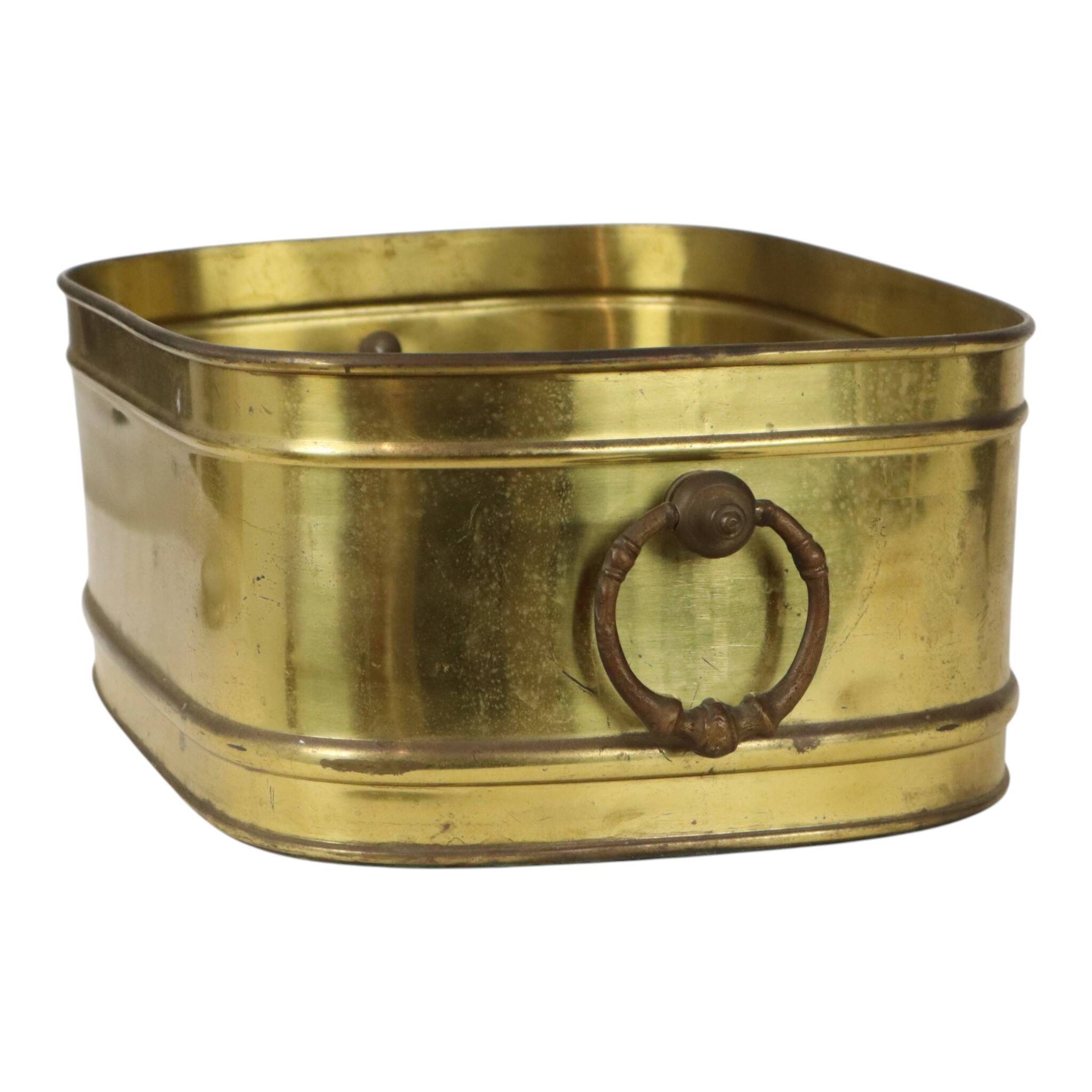 Large Oval Brass Planter Vintage XL Cachepot 41cm