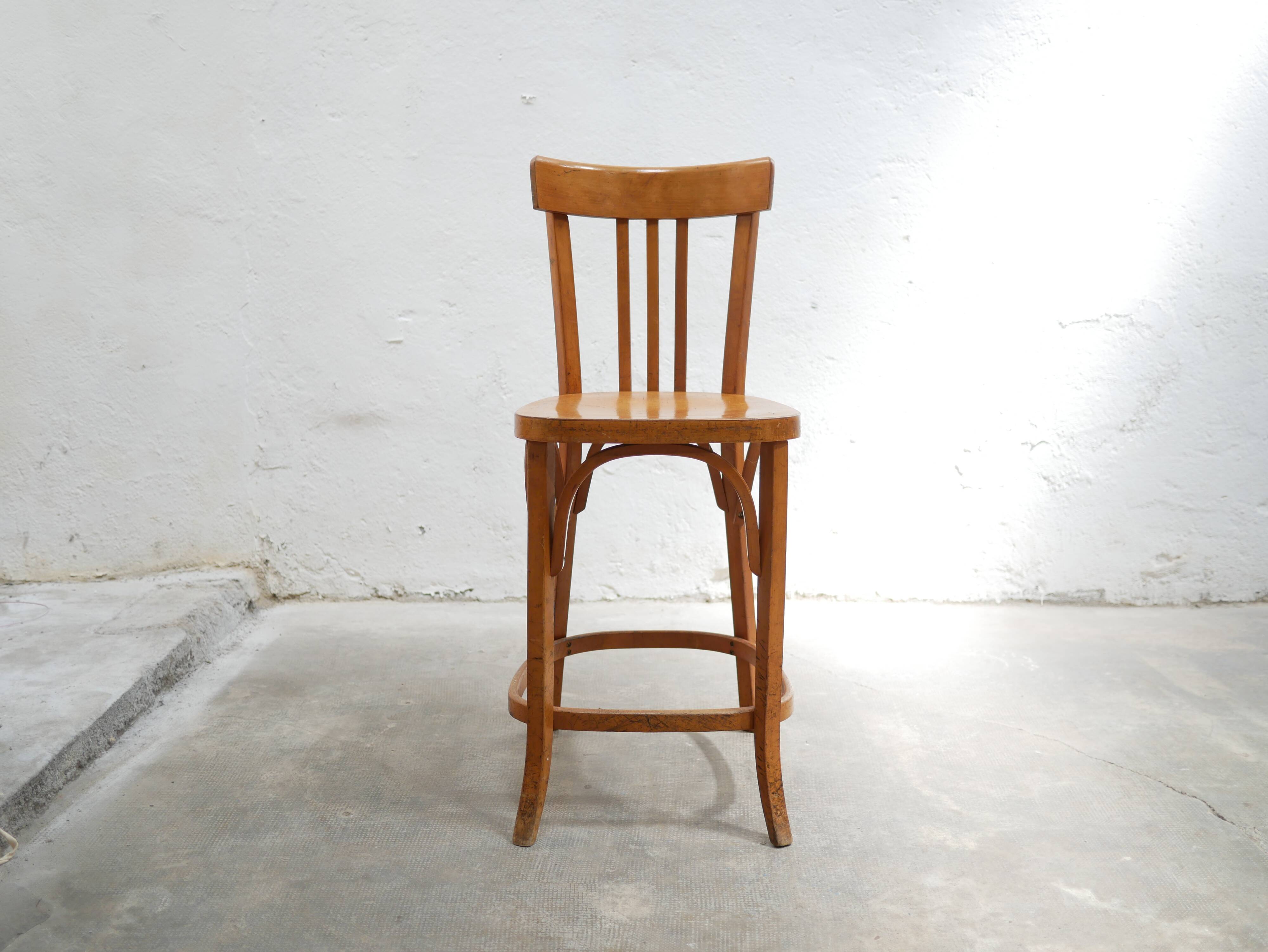 Vintage wooden bar chair by Baumann editions