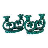 Pair of Vallauris candlesticks in woven ceramic