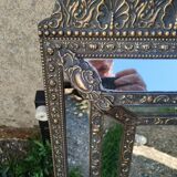Miroir en cuivre repoussé ancien époque Napoléon III