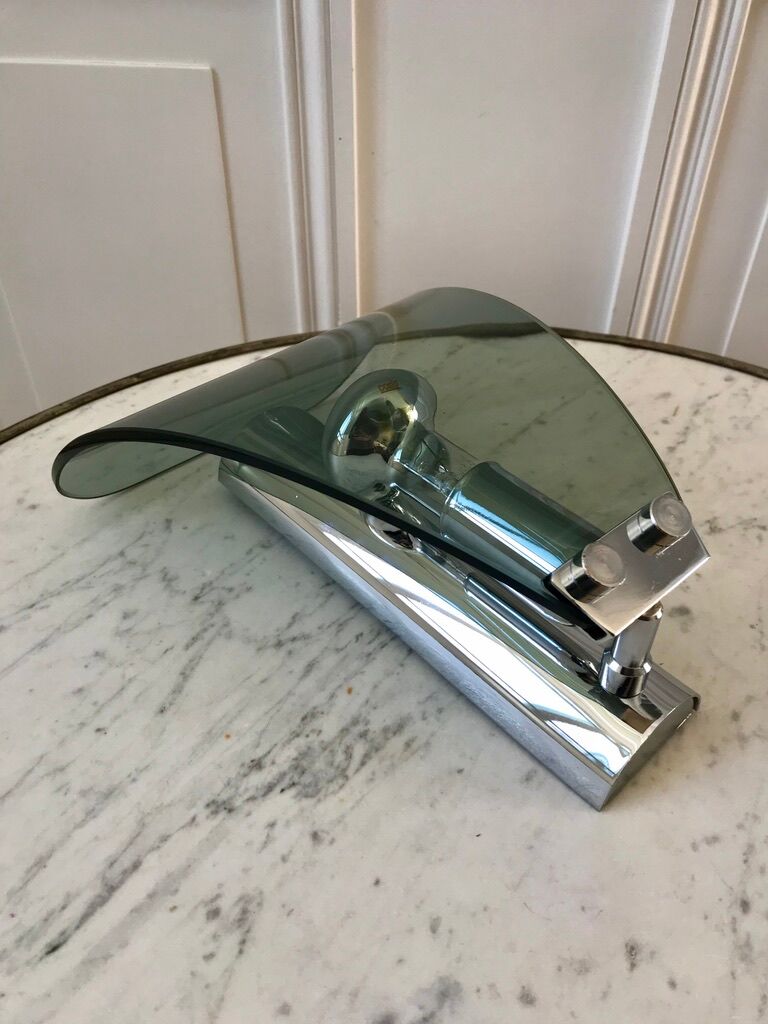 Wall lamp in chrome and smoked glass 70s