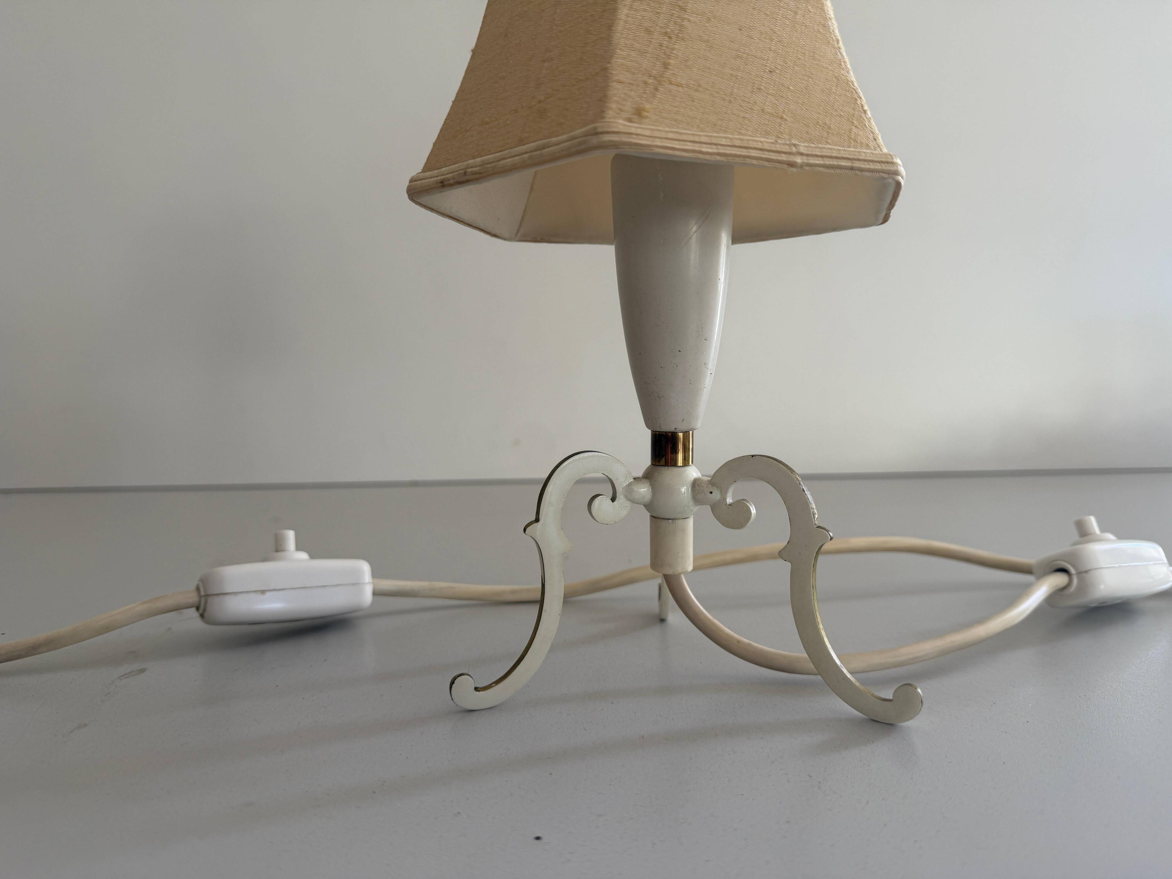 Paire de lampes de chevet du milieu du siècle en laiton et abat-jour en tissu, années 1960, Allemagne