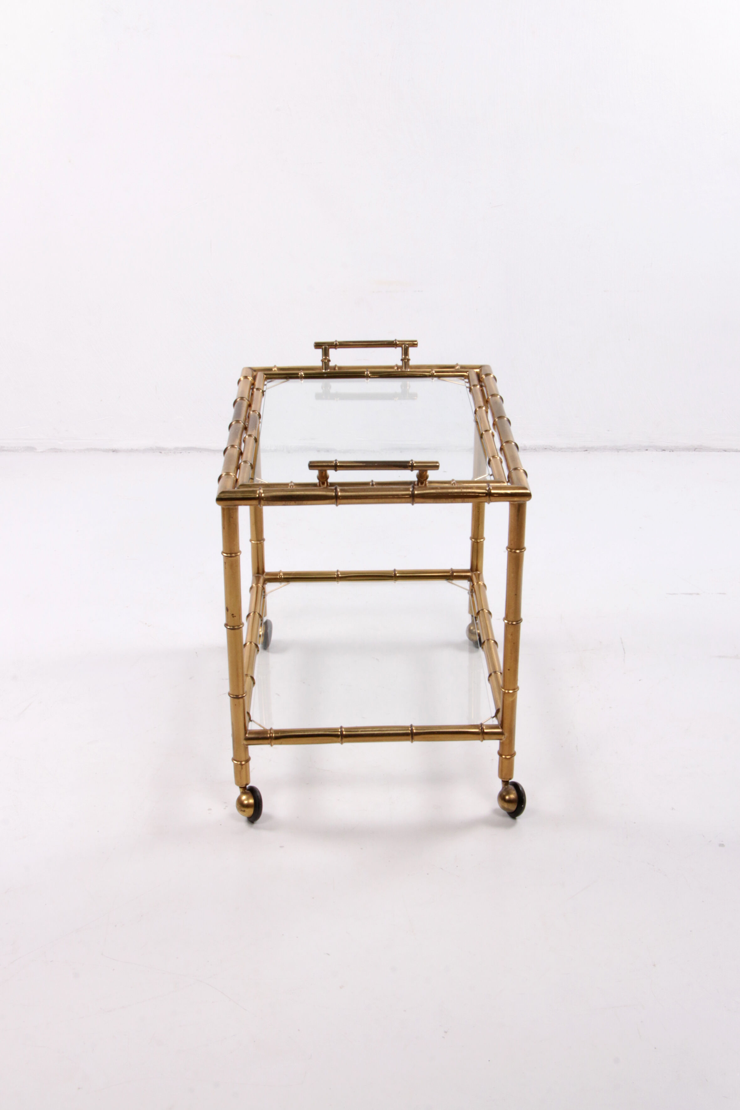 Bar trolley made of metal with bamboo motif with removable tray, 1970s