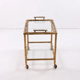 Bar trolley made of metal with bamboo motif with removable tray, 1970s
