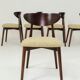Set of 6 Modern Dining Chairs, Beech Wood Bouclè Green Upholstery