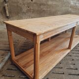 Old work table textile table pine cooking island or side table