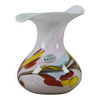 Vintage 1990s willingen handmade / mouth-blown art glass vase.