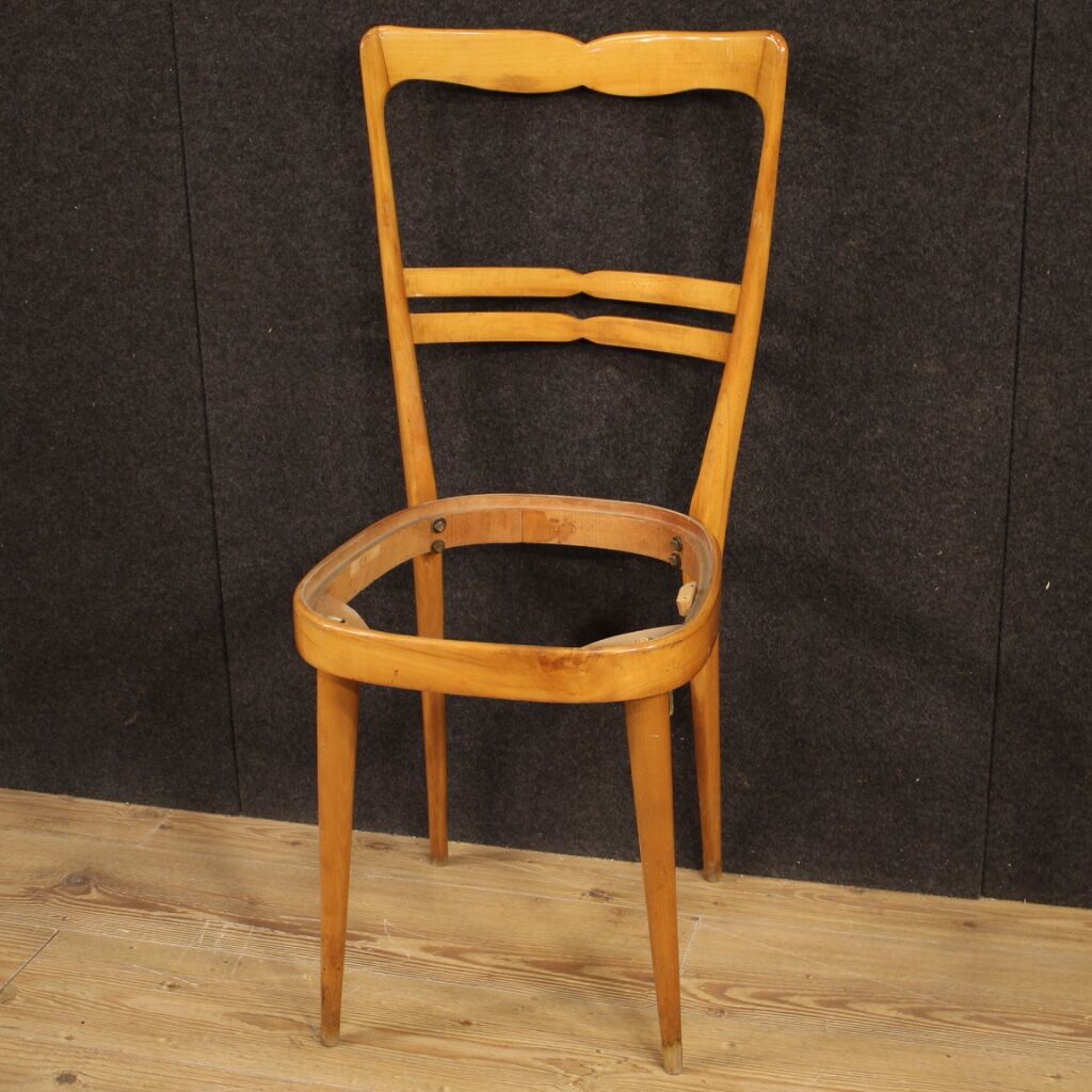 Six Italian  chairs in exotic wood and faux leather