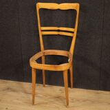 Six Italian  chairs in exotic wood and faux leather