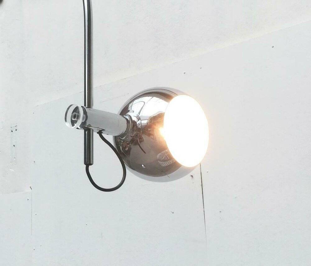Chrome metal arc floor lamp Space Age mid-century by Cosack, 1960s