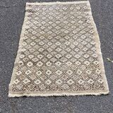 Persian rug in knotted wool beige flower 170x90
