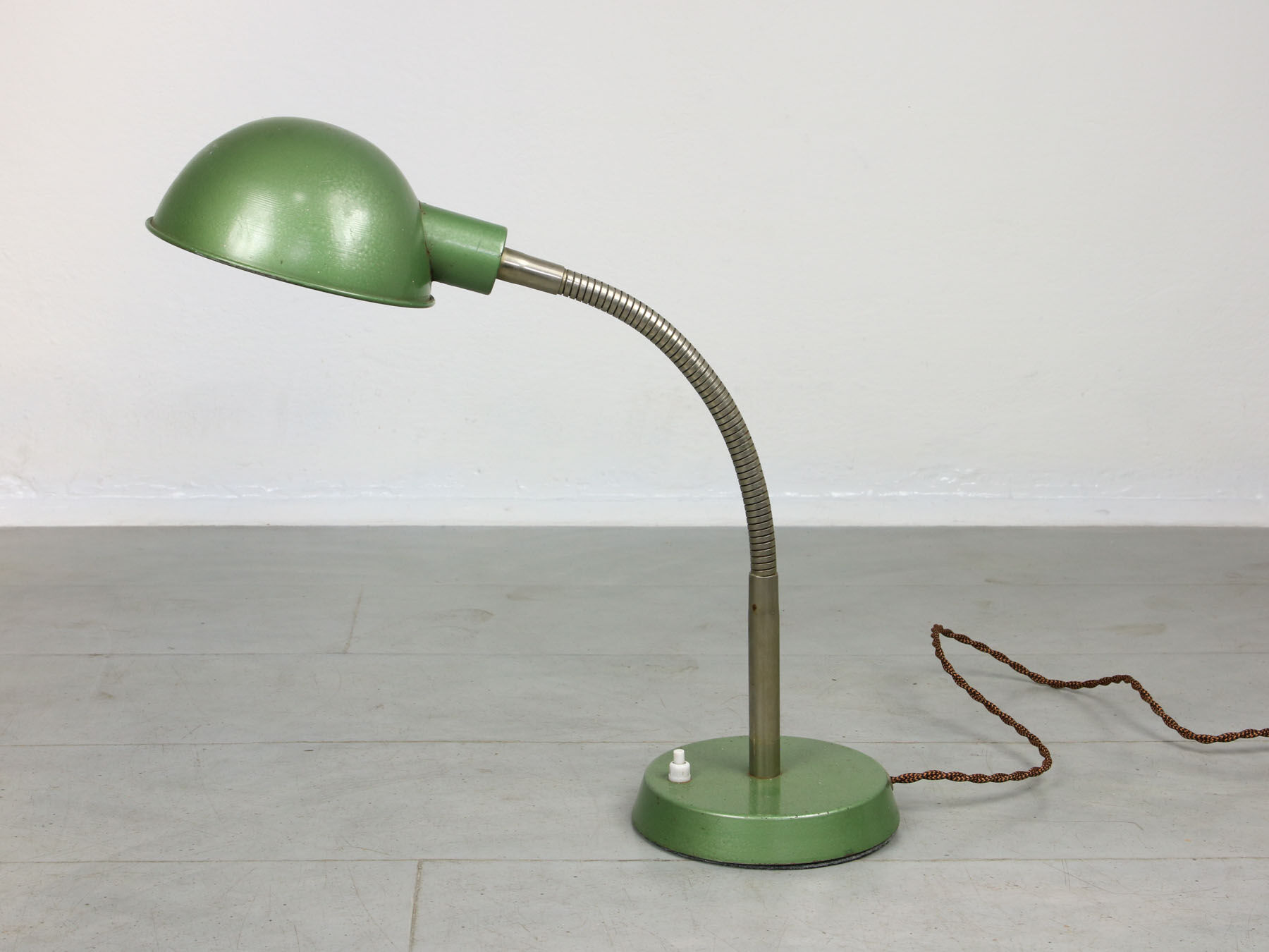 Vintage green gooseneck table lamp