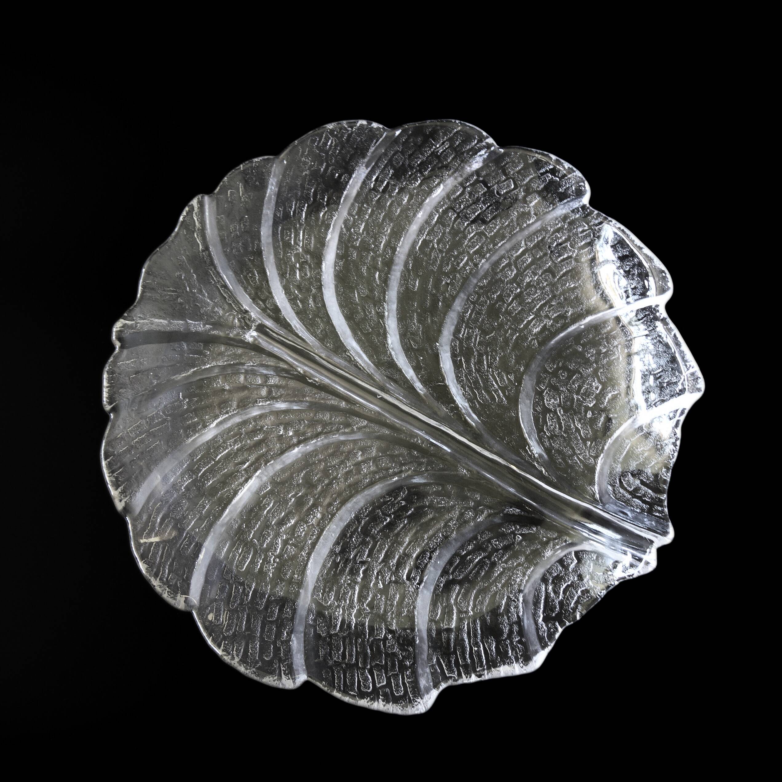 Vintage large glass plate "eden" designed by lars hellsten 1974 for orrefors