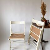 Pair folding chairs caning