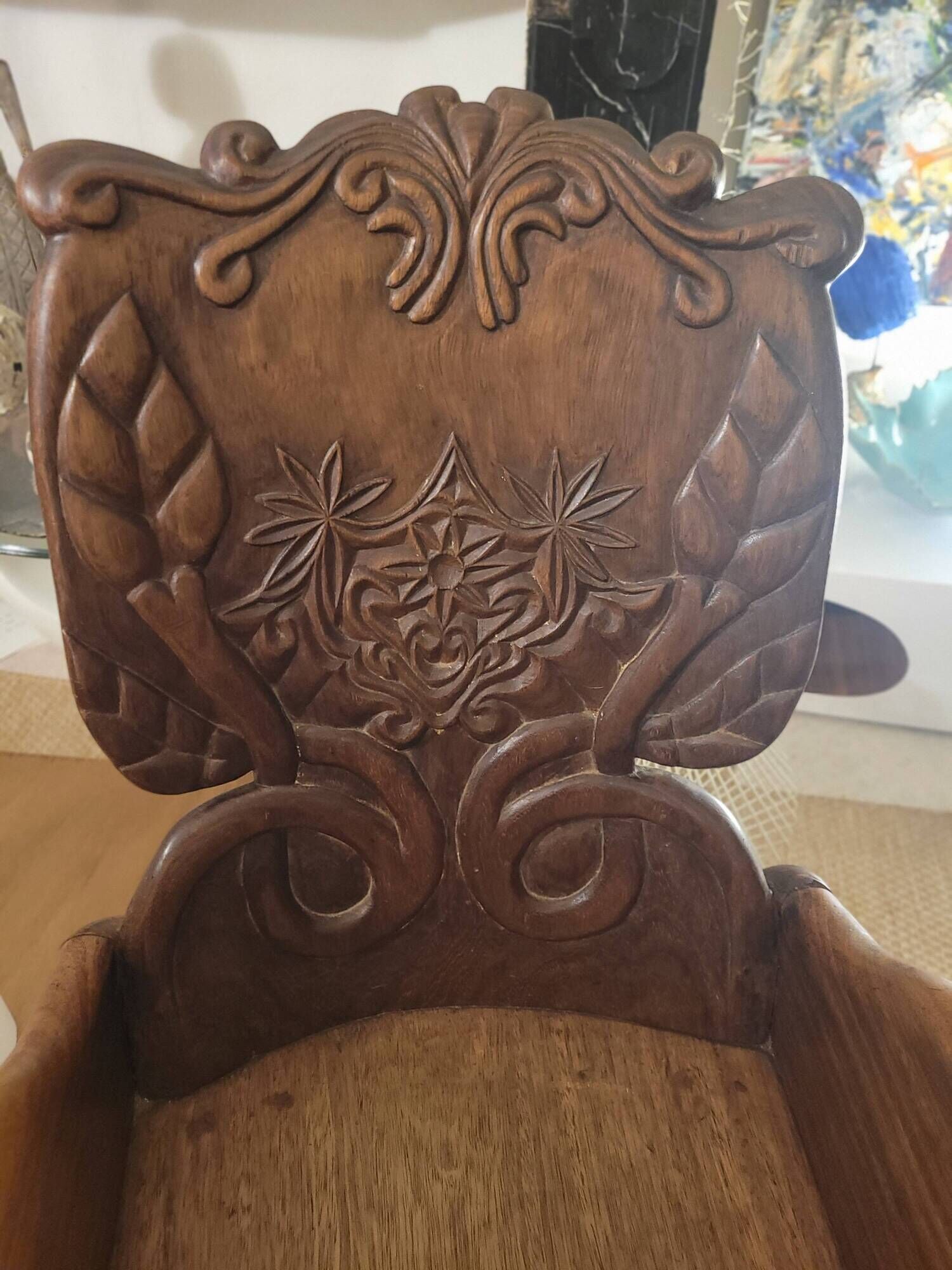Solid wood chairs inspired by organic shapes sculpted by Gaudi.