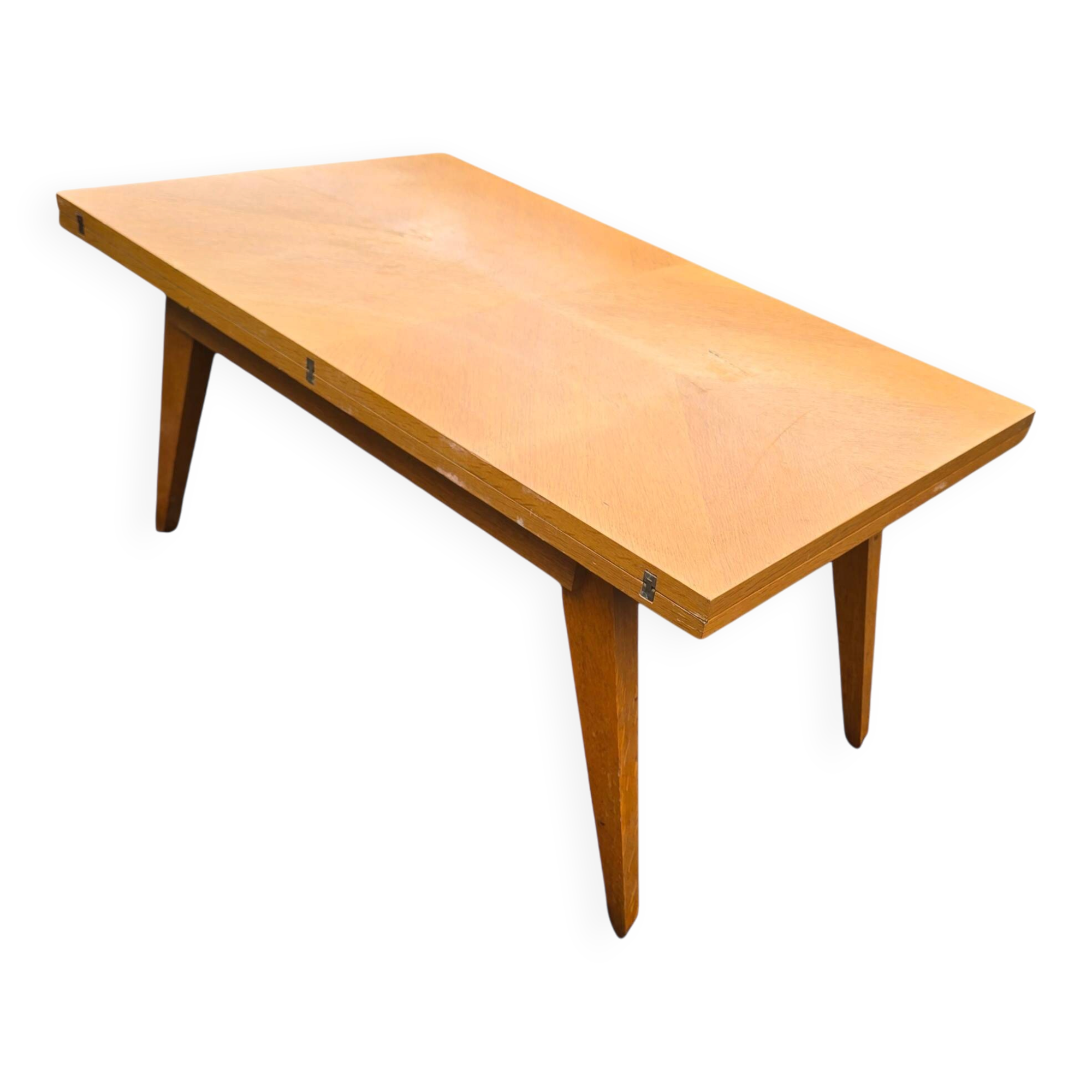 Scandinavian 1960s transformable coffee table in light wood.