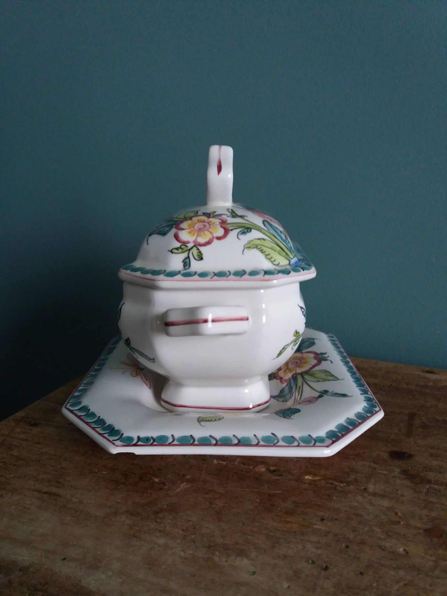 Sugar or mustard bowl Anfora Agueda hand painted ceramic Portugal