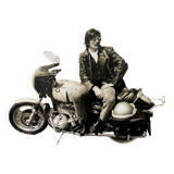Original photo LE GITAN José Giovanni Alain Delon Motorcycle BMW 20x30cm 1975