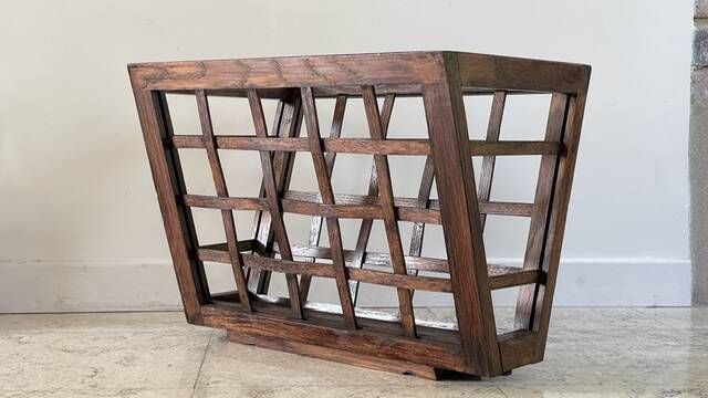 Vintage woven oak magazine rack