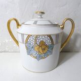 Limoges Ribes porcelain tea and coffee service, gold, silver, iridescent mother-of-pearl, Art Deco