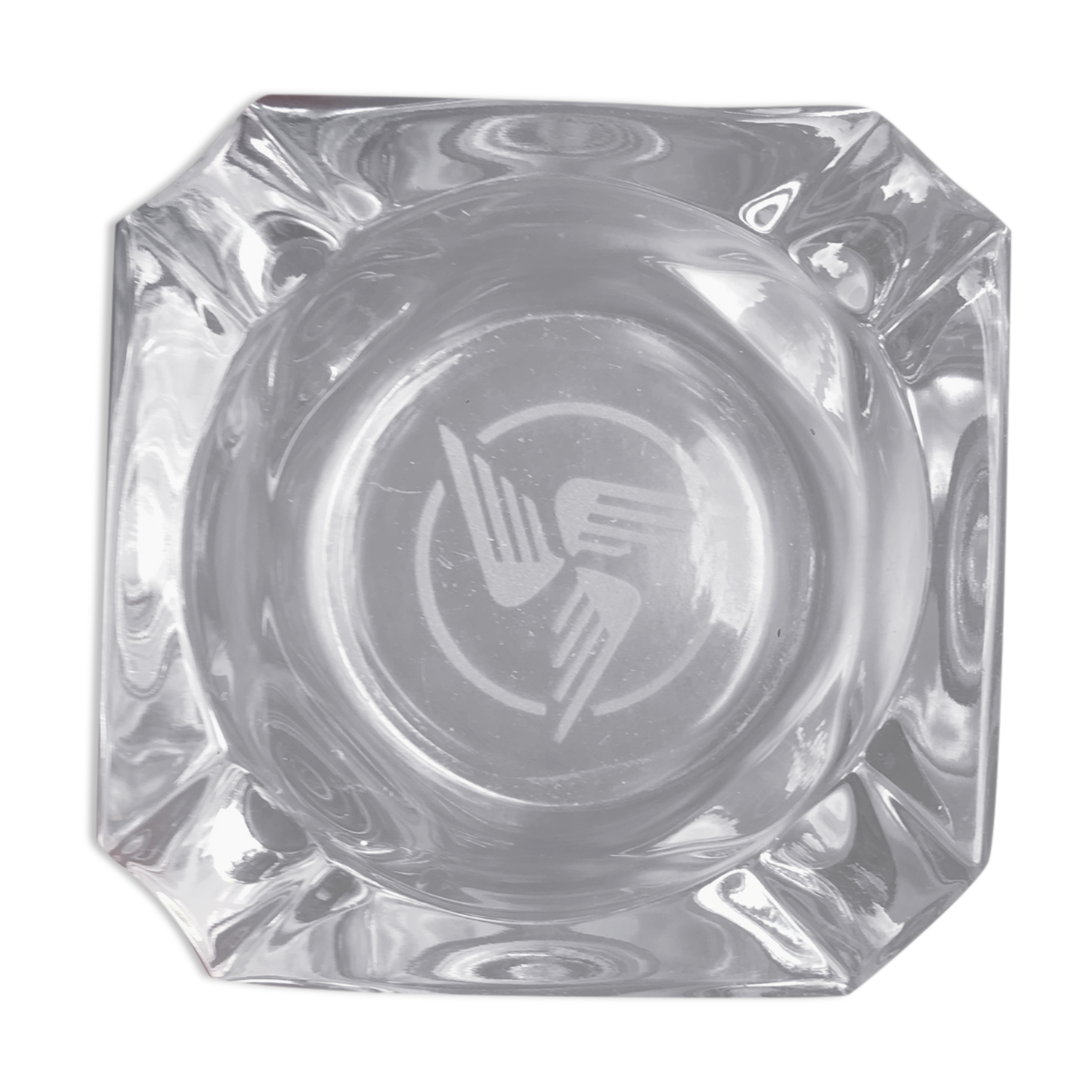 Vintage ashtray engraved glass