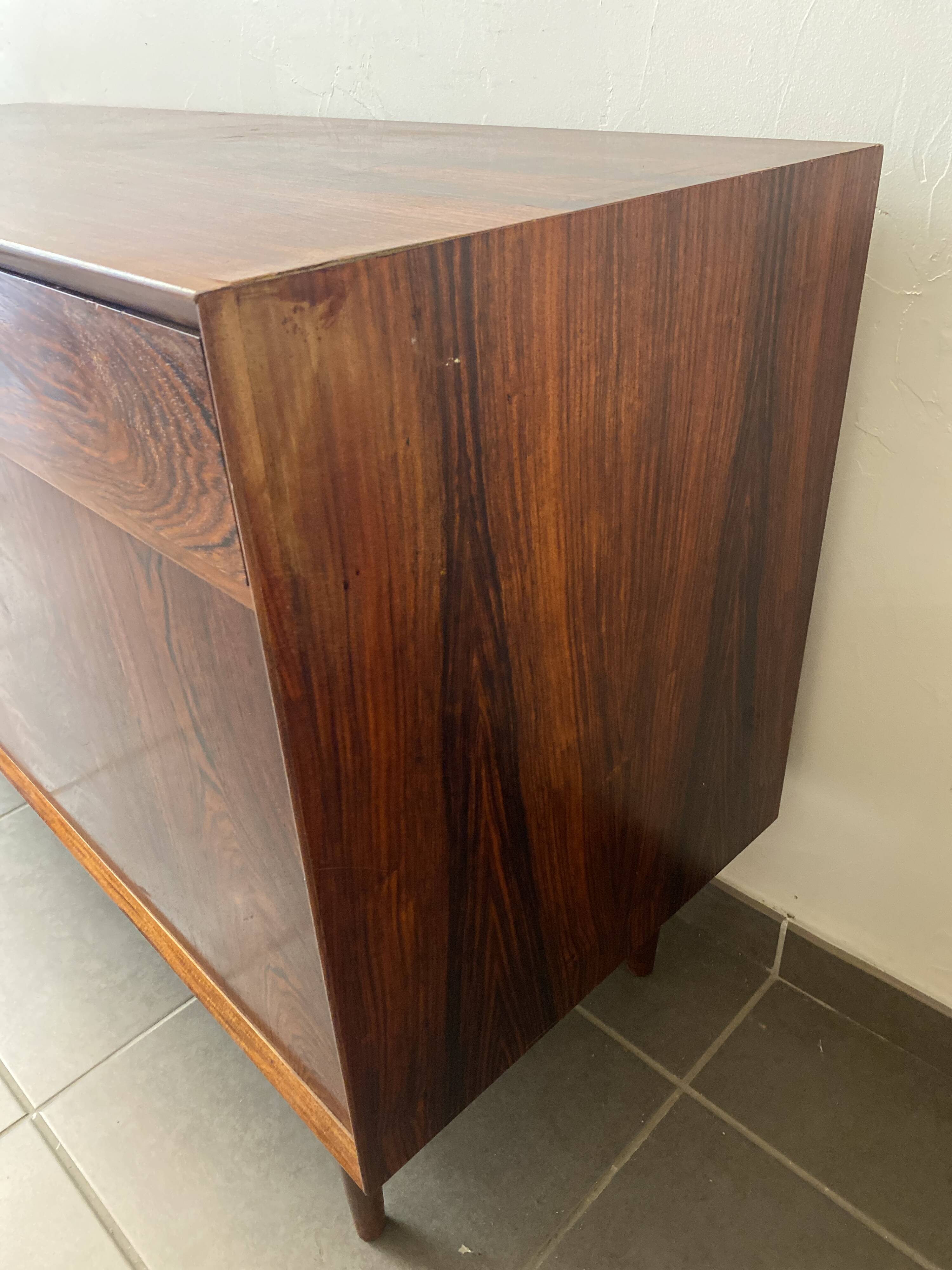 Scandinavian rosewood sideboard with 2 drawers by Eric Brouer for Mobelfabrik 1970